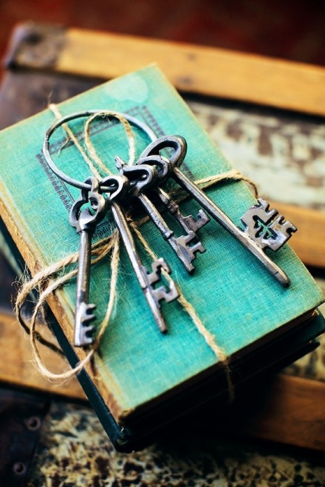 old keys and books