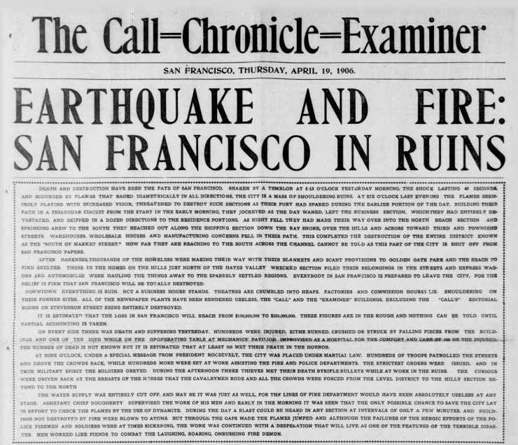 SF Earthquake Newspaper