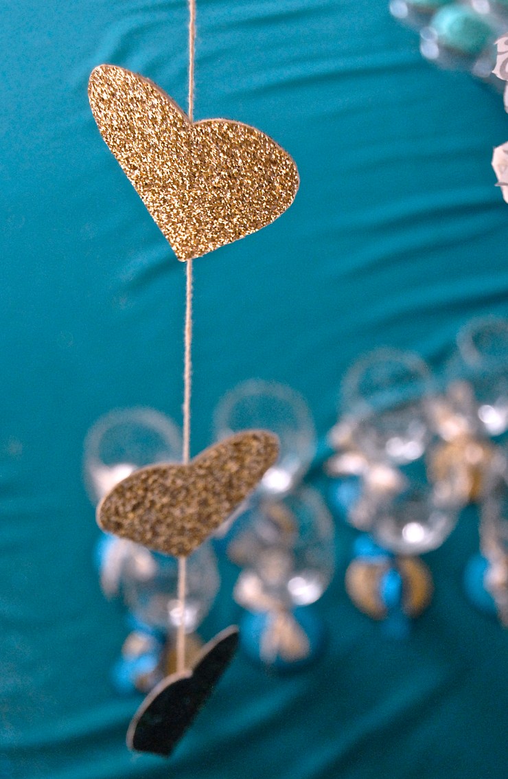 Glitter Bridal Shower Heart Garland
