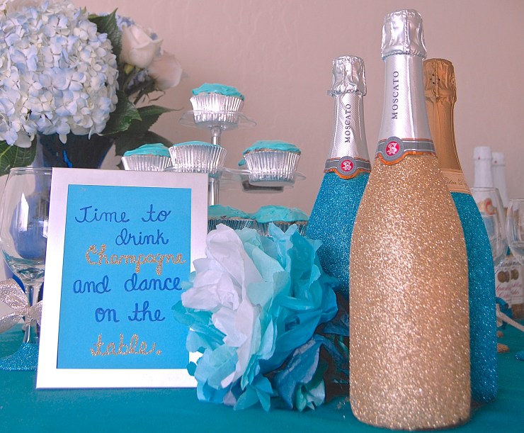 Glitter Bridal Shower Table Setup